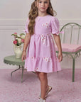 Vestido em Tricoline Bordado Flores 98777 Infanti Infantil Menina