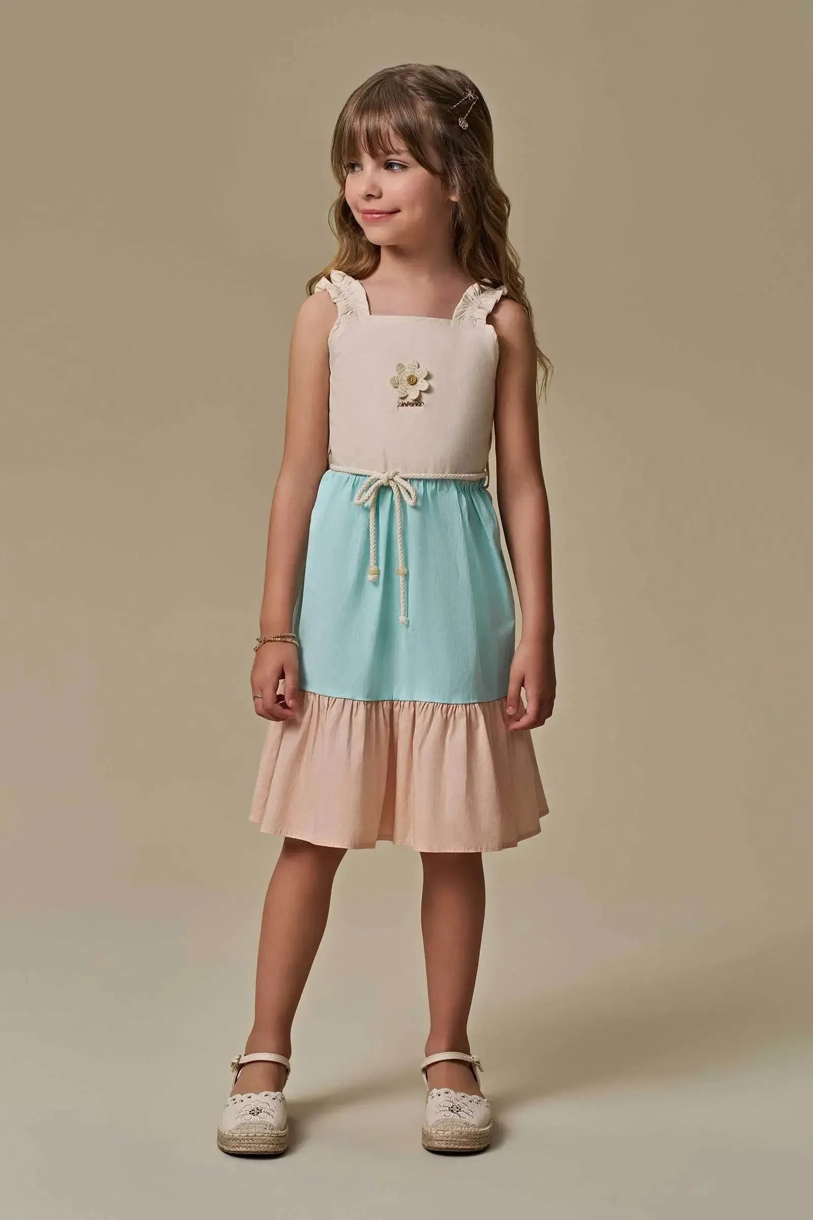 Vestido em Tricoline com Elastano 97031 Infanti Infantil Menina