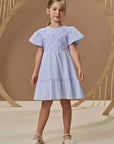 Vestido em Tricoline Listrado 3D Floral 96892 Infanti Infantil Menina