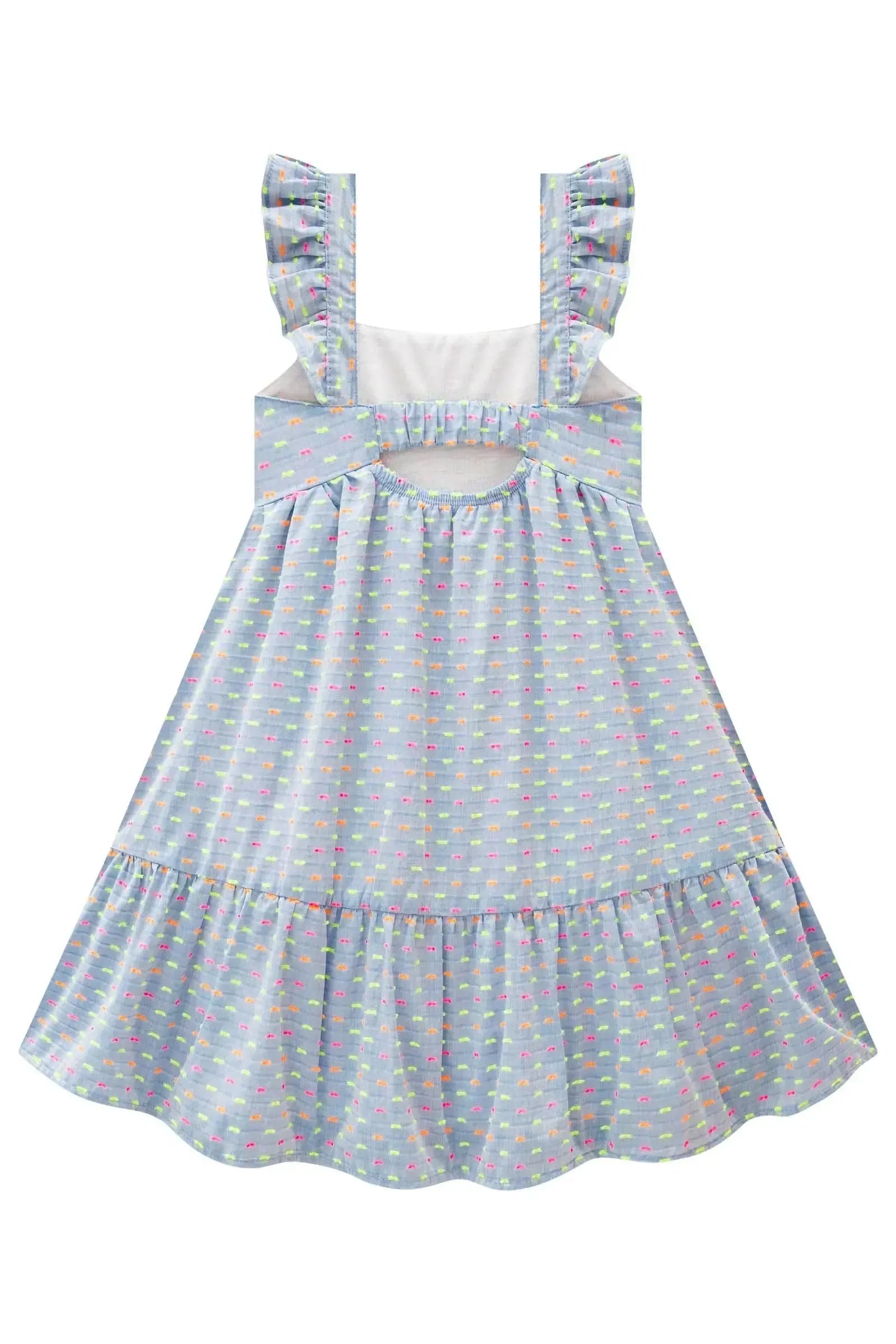 Vestido em Tricoline Neon Dots 86630 Infanti Infantil Menina