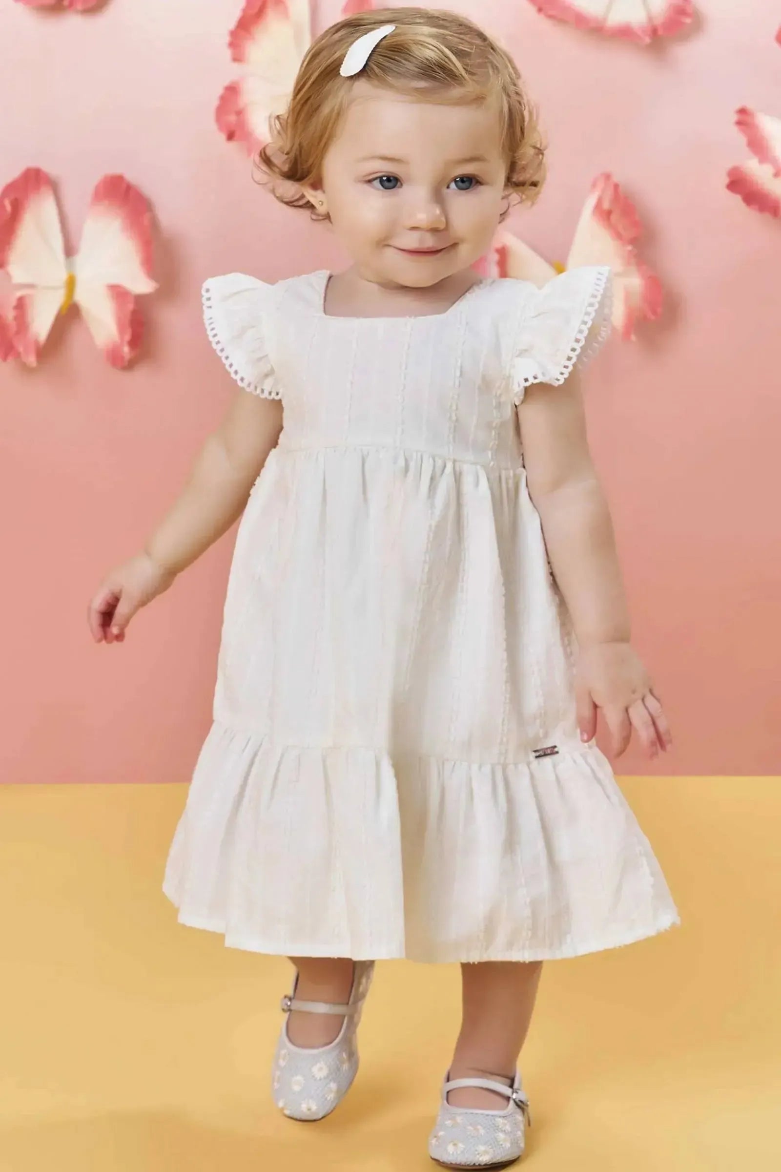 Vestido em Tricoline Texturizado 83441 Infanti Bebê Menina