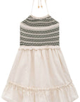 Vestido em Tricot e Linho Deluxe 74247 Infanti