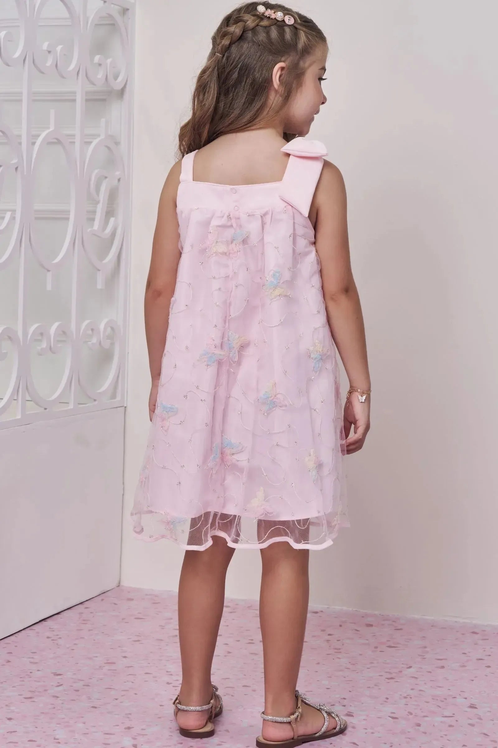 Vestido em Tule Bordado Borboleta 98792 Infanti Infantil Menina
