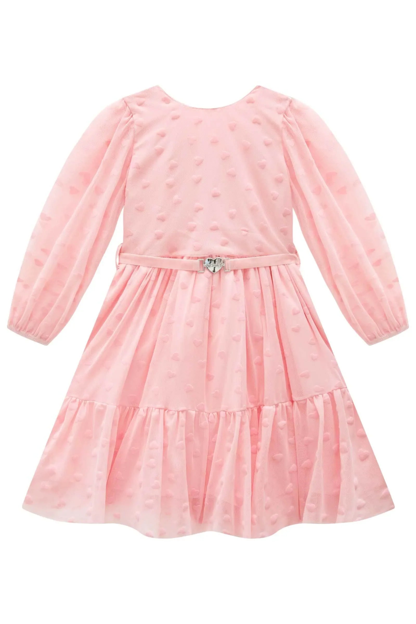 Vestido em Tule Flocking Coração 89446 Infanti Infantil Menina