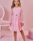 Vestido em Tule Flocking Coração 89446 Infanti Infantil Menina