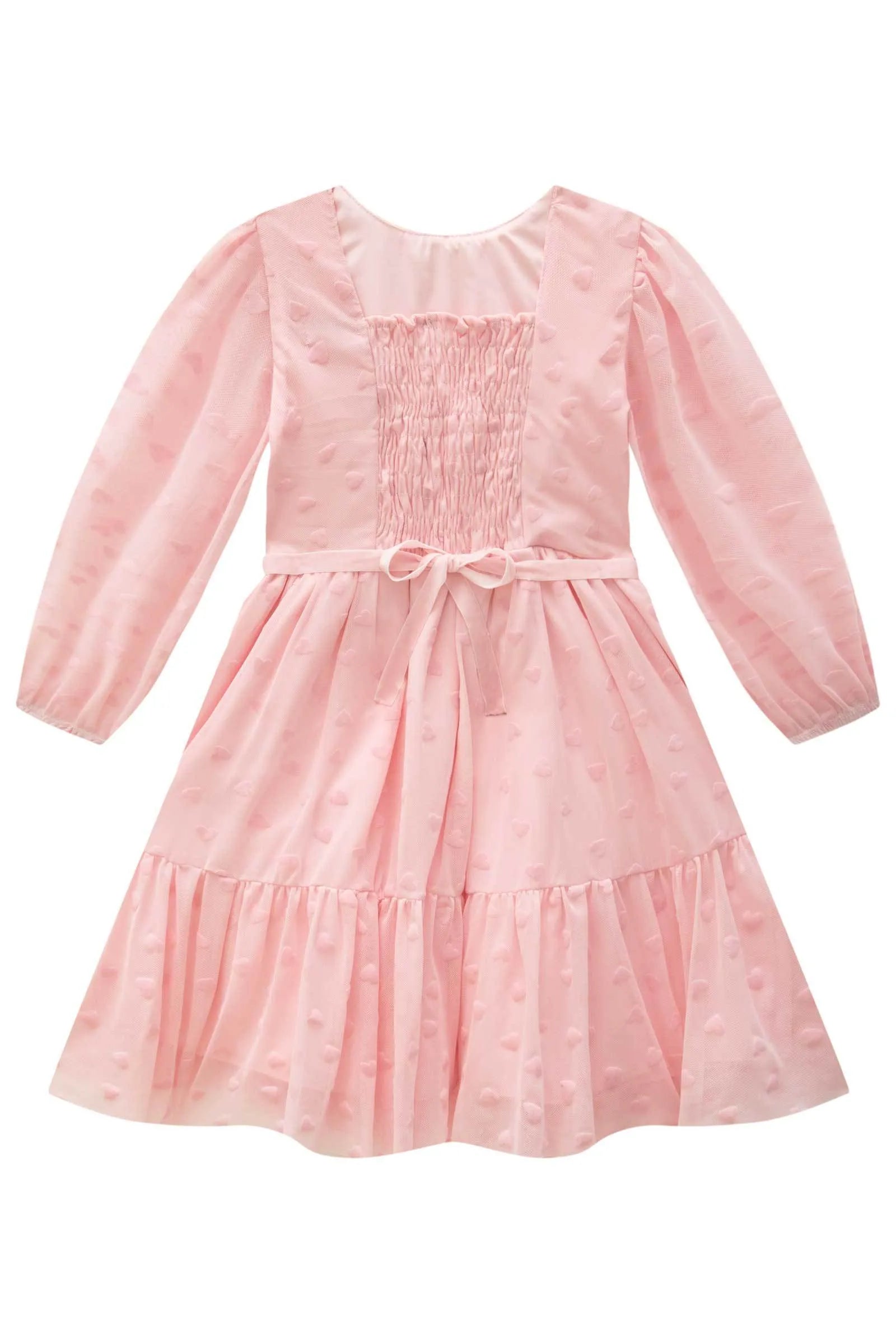 Vestido em Tule Flocking Coração 89446 Infanti Infantil Menina