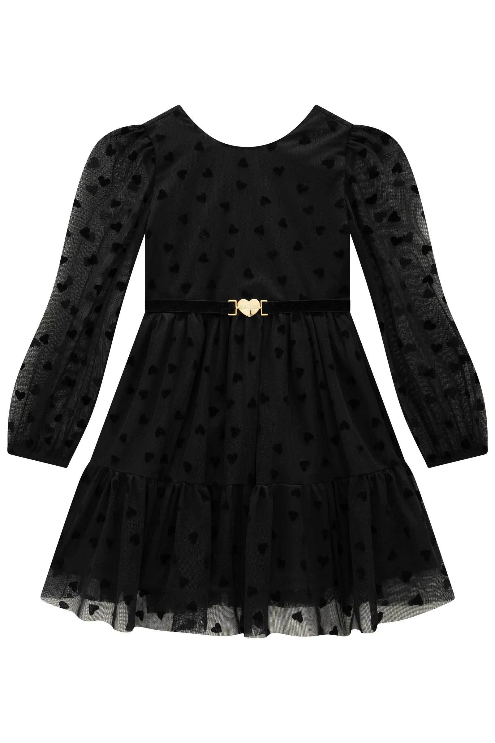 Vestido em Tule Flocking Coração 91538 Infanti Infantil Menina