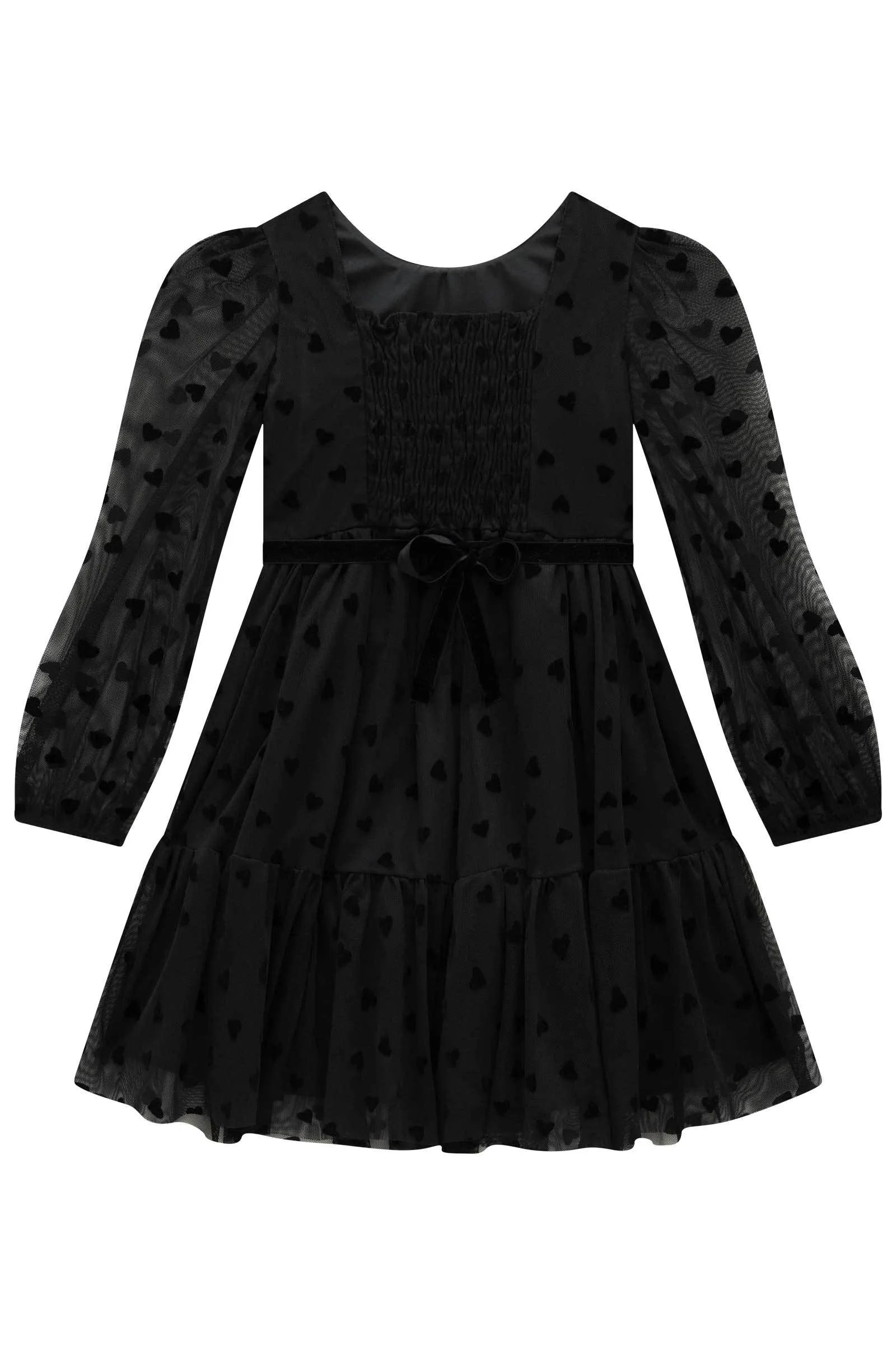 Vestido em Tule Flocking Coração 91538 Infanti Infantil Menina