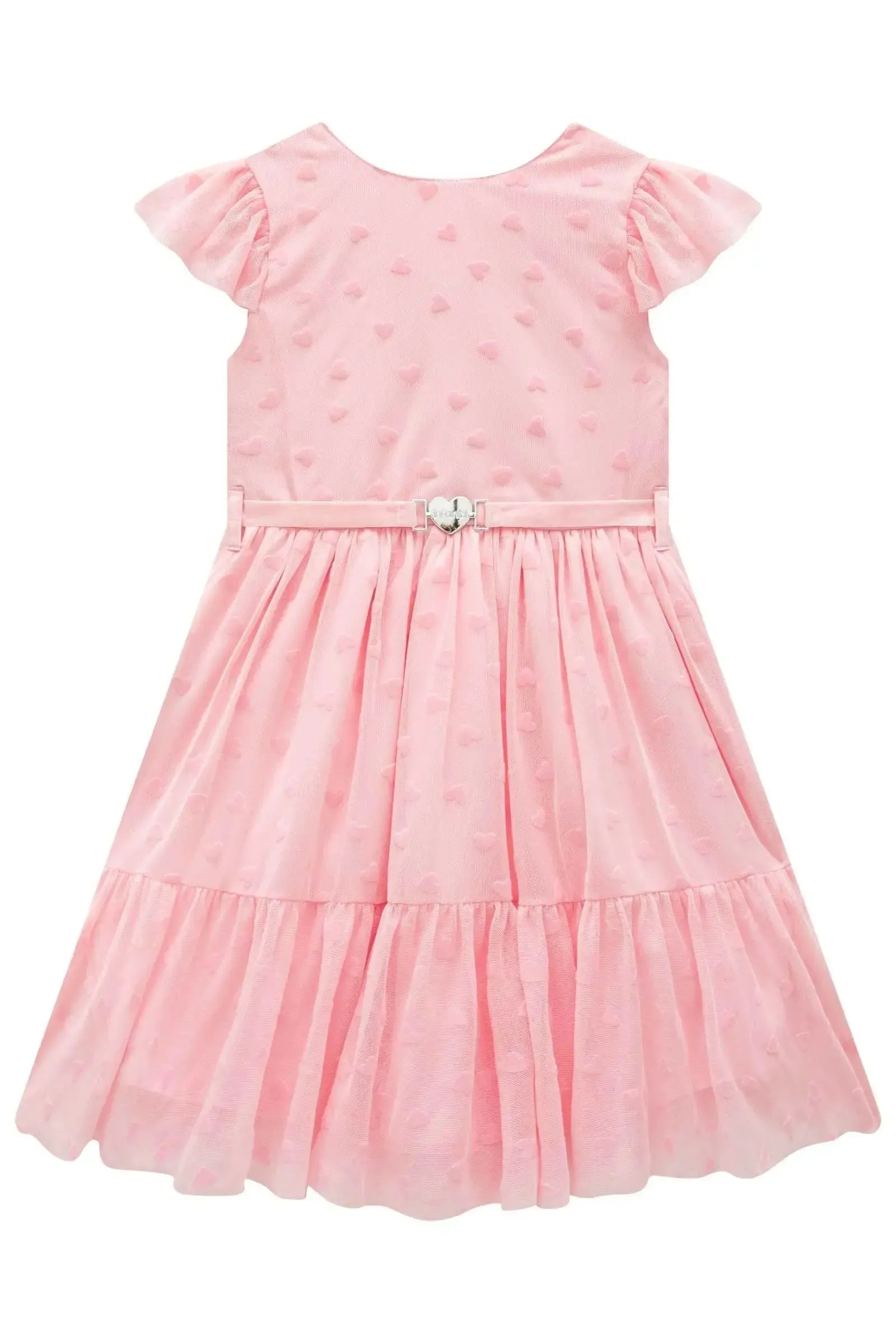 Vestido em Tule Flocking Coração 93443 Infanti Infantil Menina