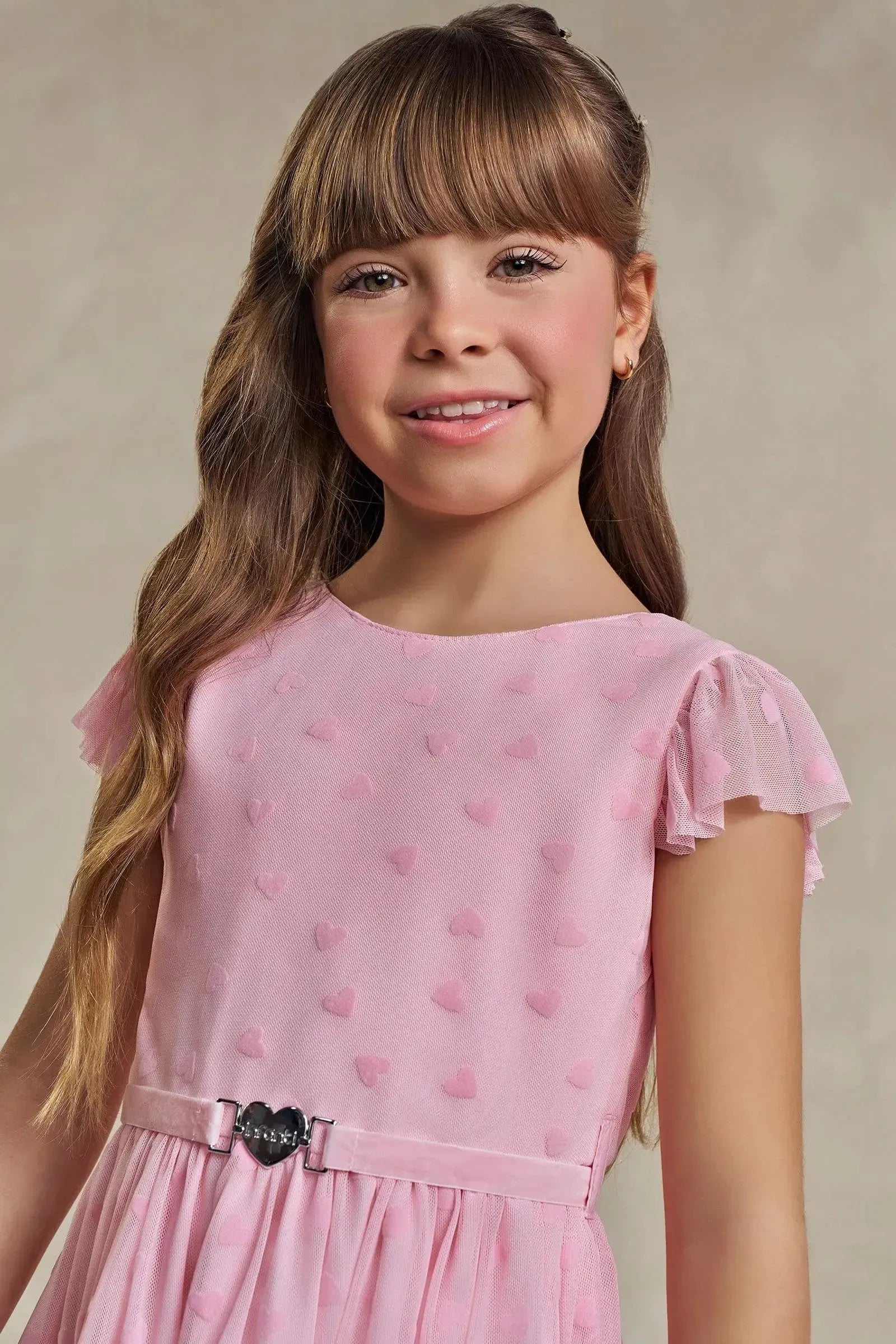 Vestido em Tule Flocking Coração 93443 Infanti Infantil Menina