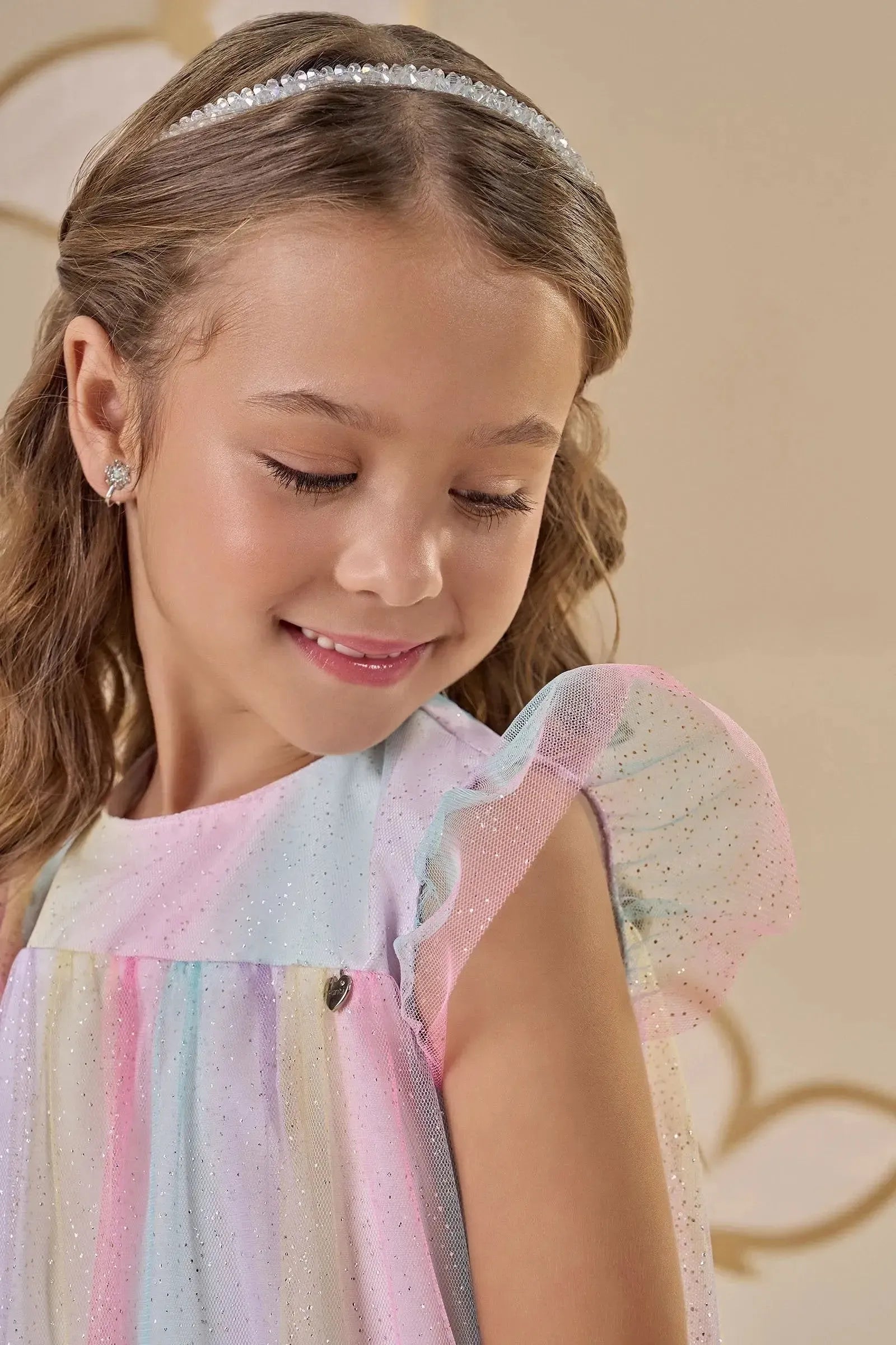 Vestido em Tule Foil Degradê 87219 Infanti Infantil Menina