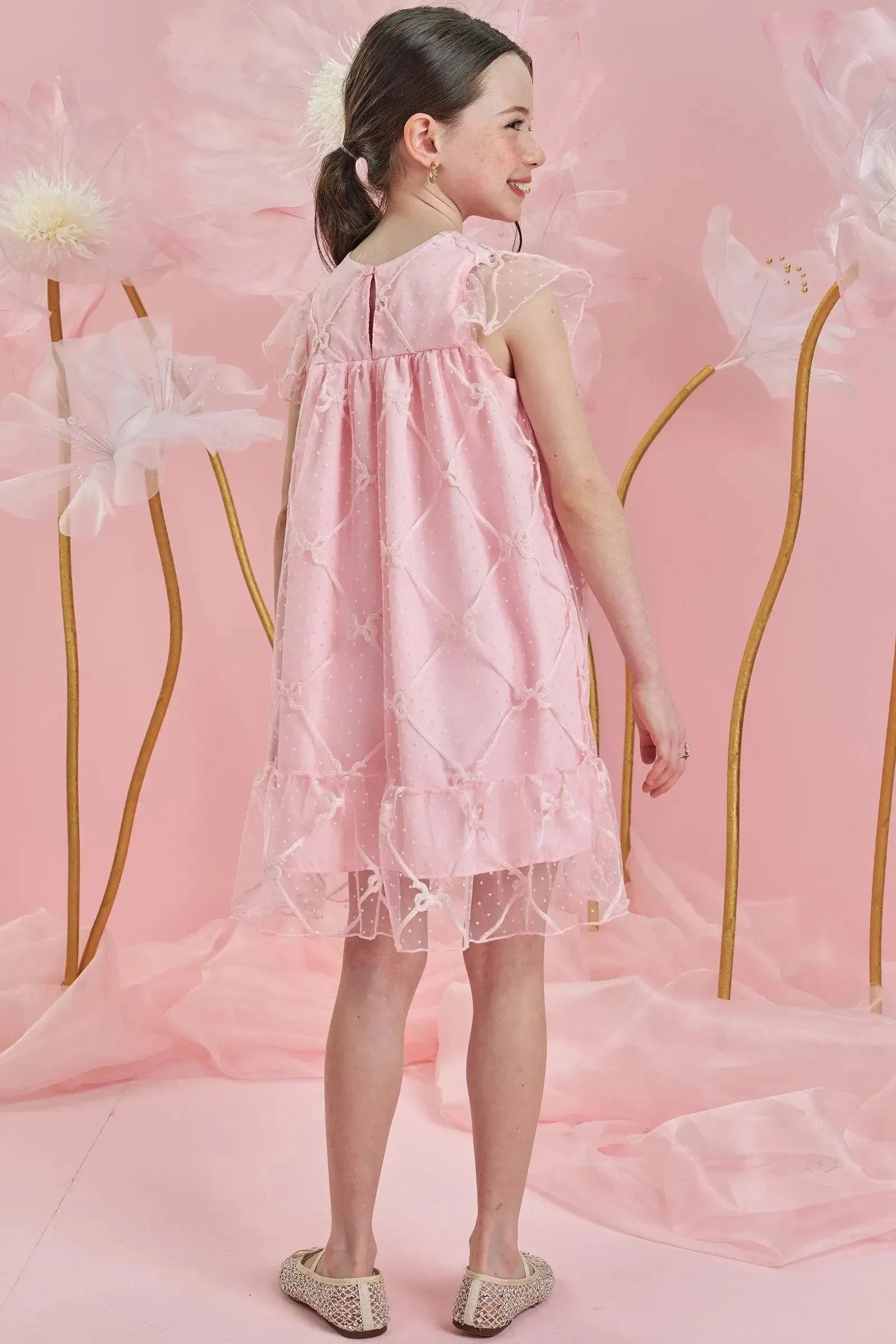 Vestido em Tule Laços 84009 Infanti Infantil Menina
