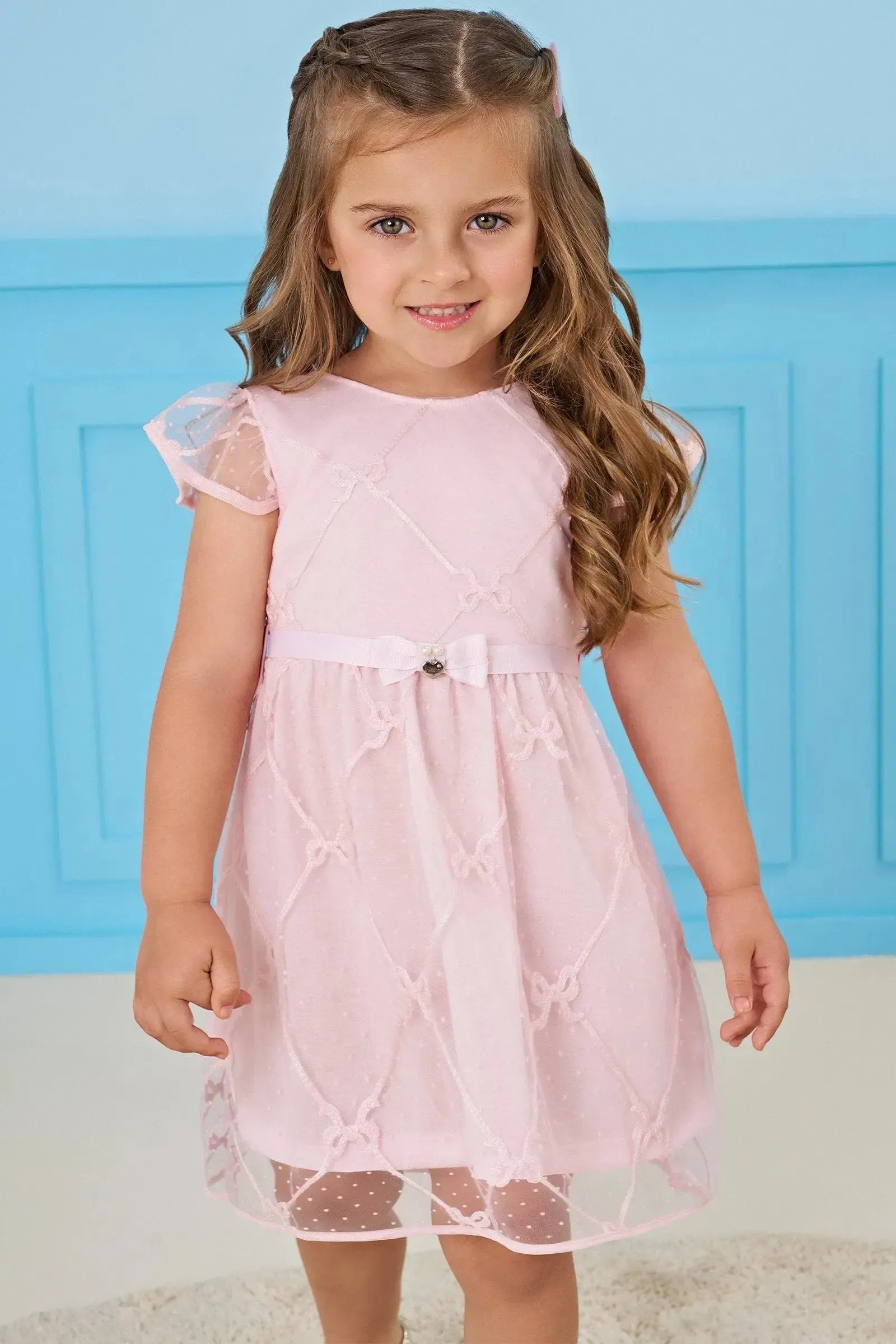 Vestido em Tule Laços 84148 Infanti Bebê Menina