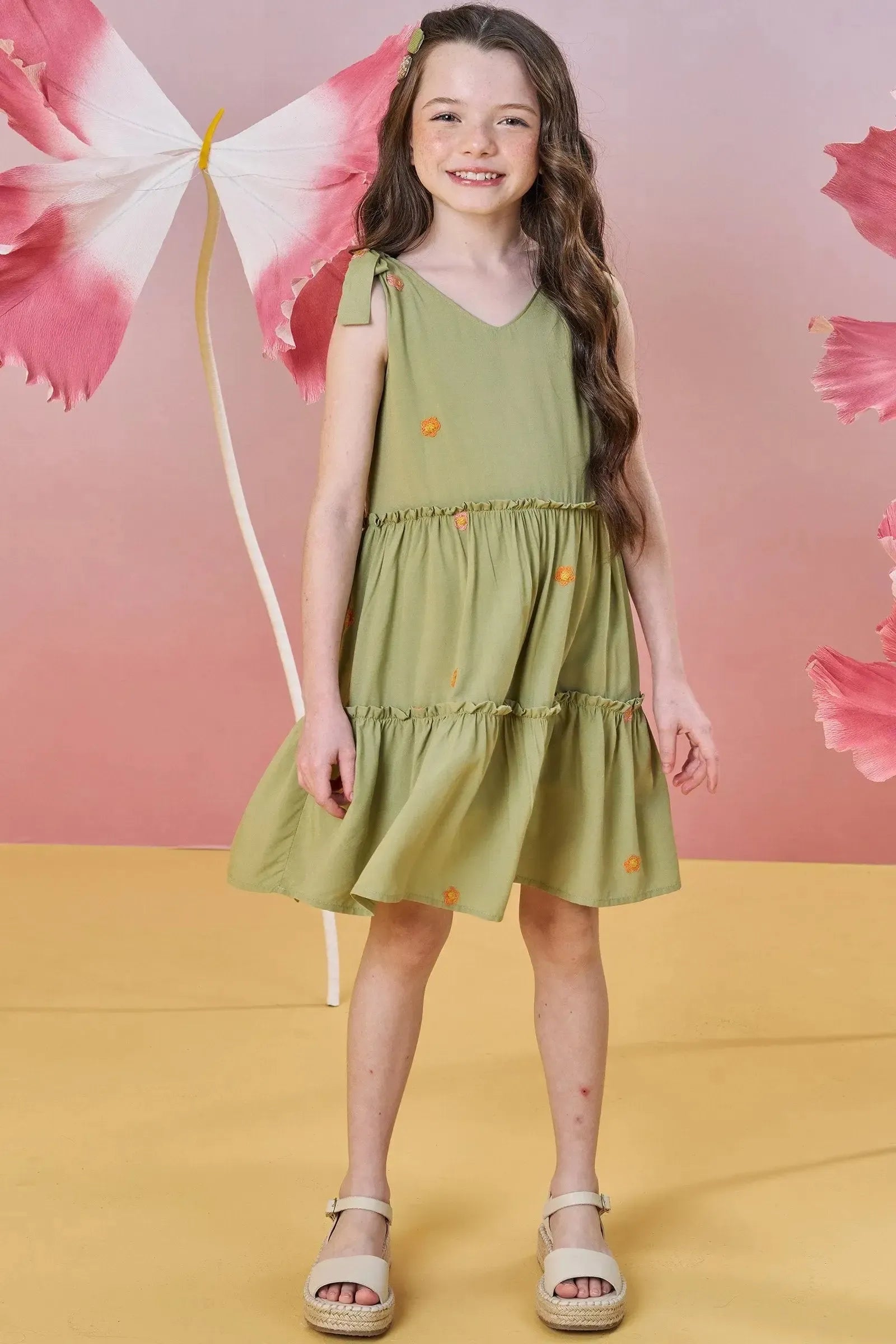 Vestido em Viscose Bordado Flores 82982 Infanti Infantil Menina