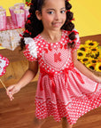 Vestido Junino Maça Do Amor em Malha Power e Nylon Kukiê 97821 Kukiê Infantil Menina
