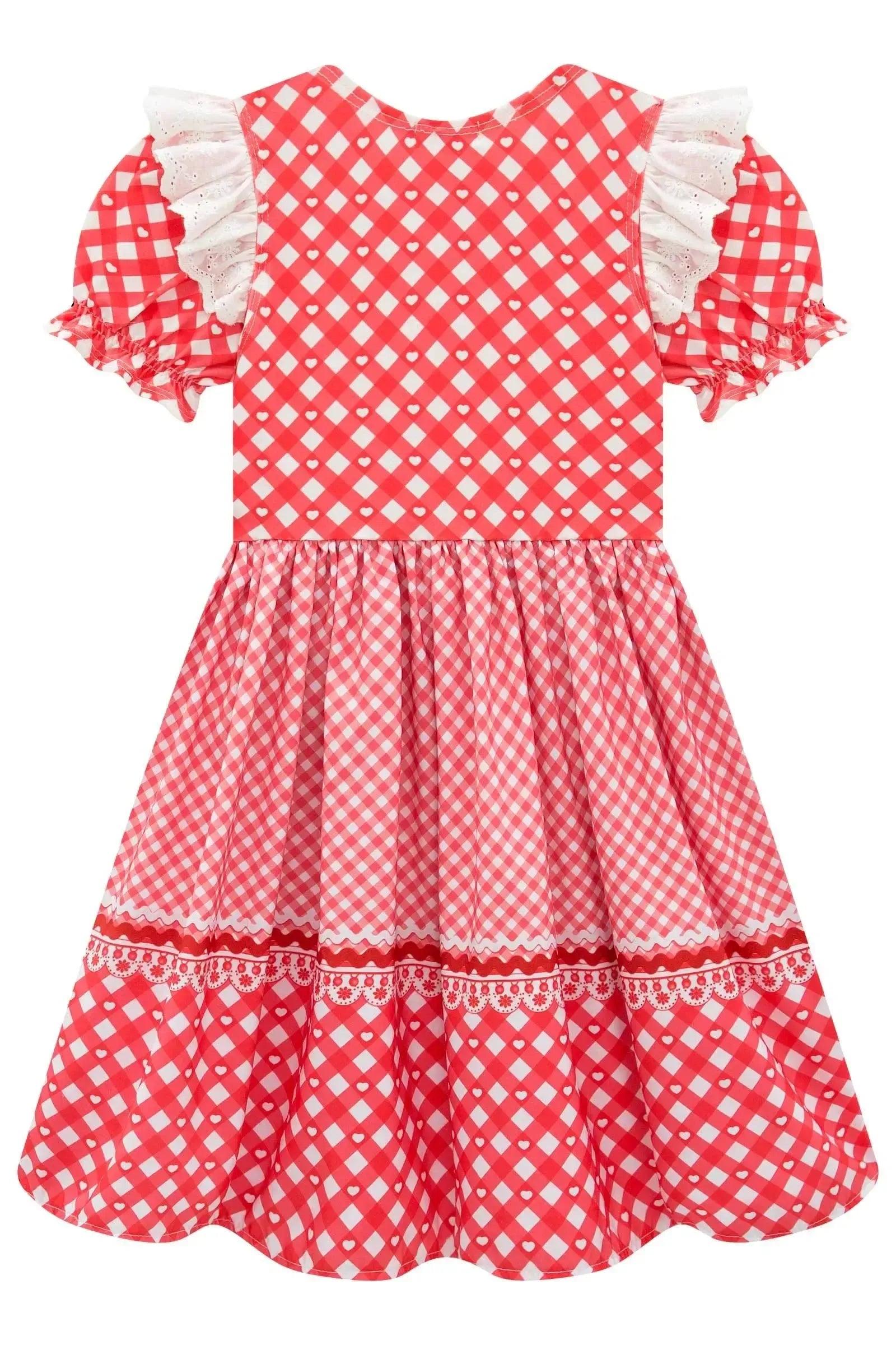 Vestido Junino Maça Do Amor em Malha Power e Nylon Kukiê 97821 Kukiê Infantil Menina