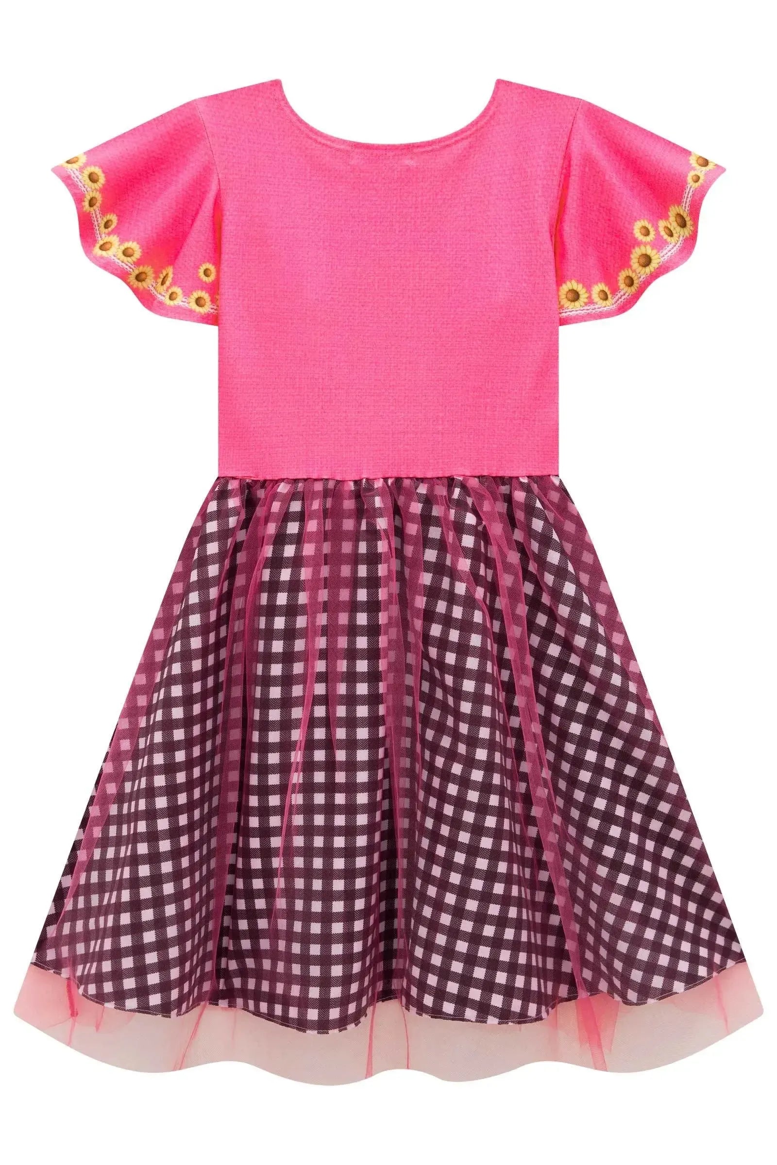 Vestido Junino Vibrante em Malha Power e Nylon e Saia de Tule 97817 Kukiê Infantil Menina