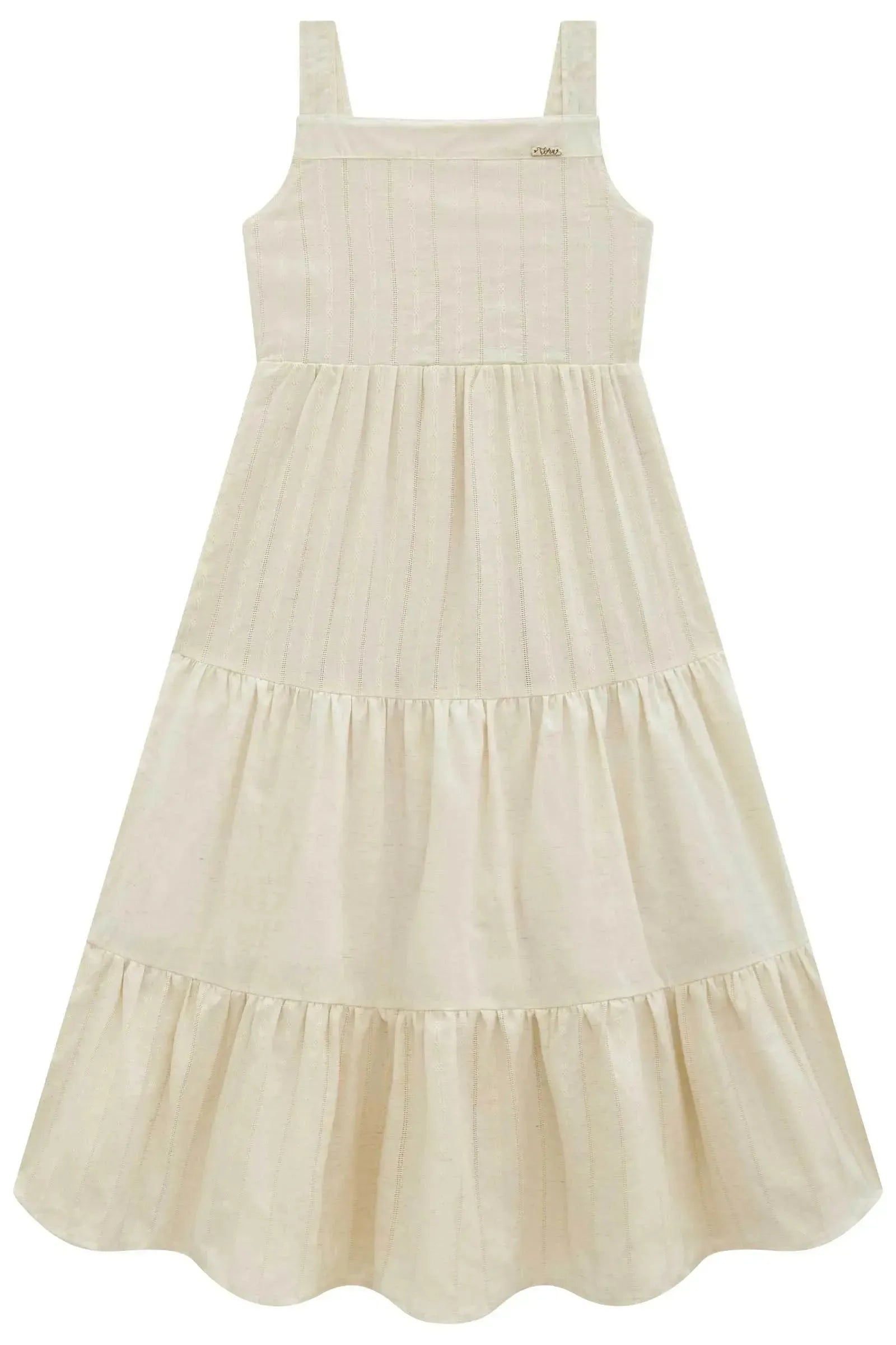 Vestido Midi em Blend de Linho Bordado 96495 Infanti Infantil Menina