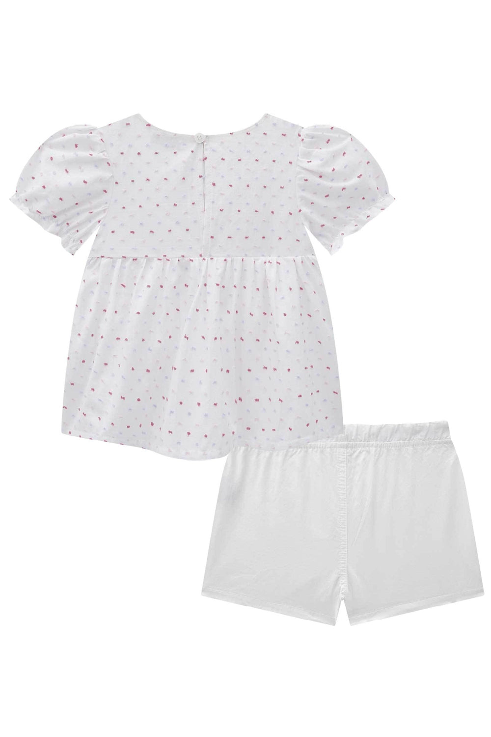 Conjunto de Bata em Tricoline Dots e Shorts em Sarja 65414 Infanti-CONJUNTOS-Infanti
