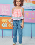 Conjunto de Blusa Cropped em Malha Fresh com Calça em Jeans Arkansas 67864 Infanti-CONJUNTOS-Infanti